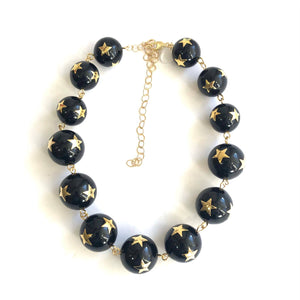 Black & Gold Superstar Beaded Necklace
