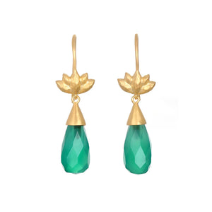 Green Onyx Lotus Drop Earrings