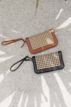 raja leather and cane wallet