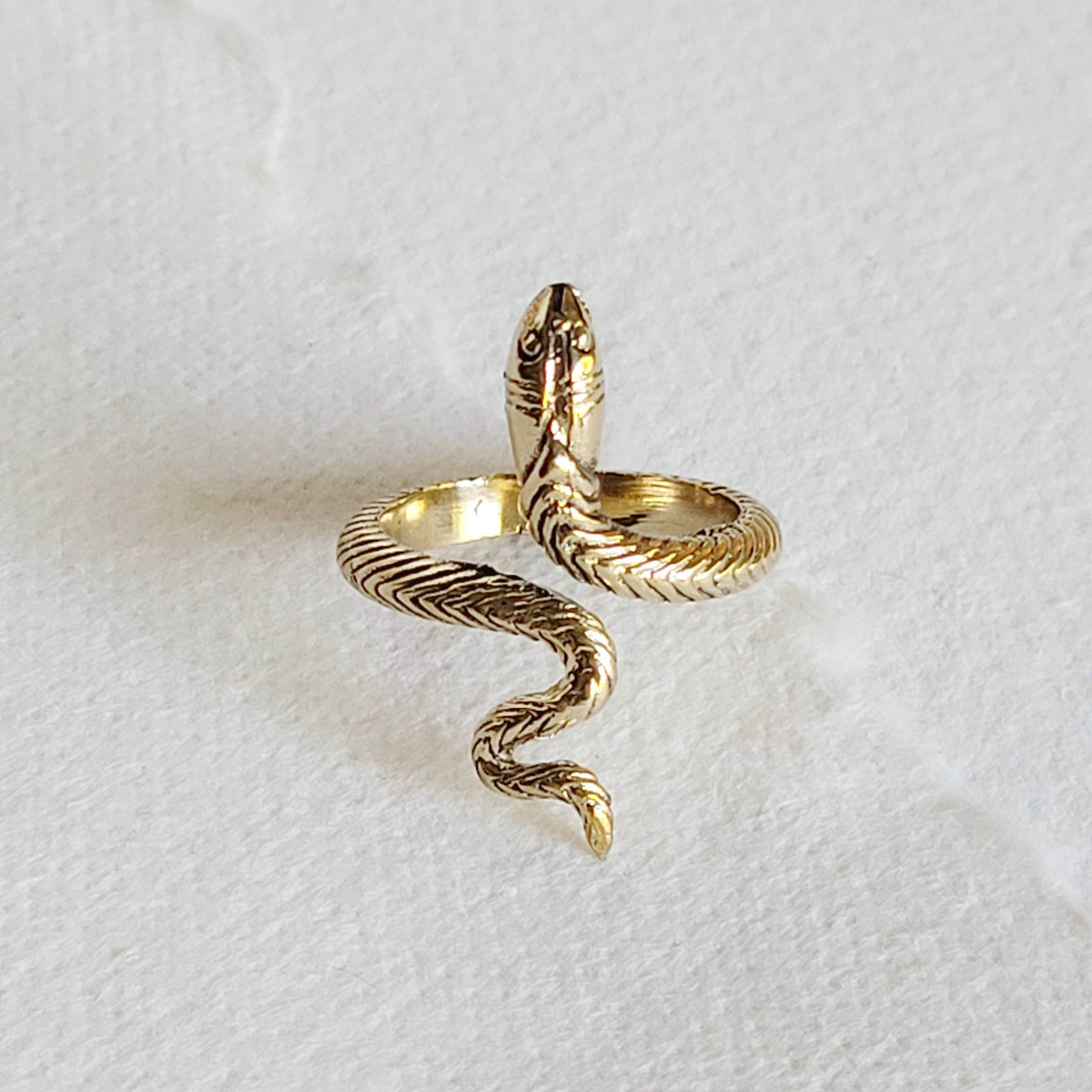 Textured Brass Serpent Ring