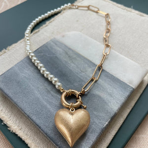 Puffy Heart Toggle Necklace