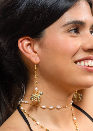 Tiny Animal Dangle Cheetah Earring