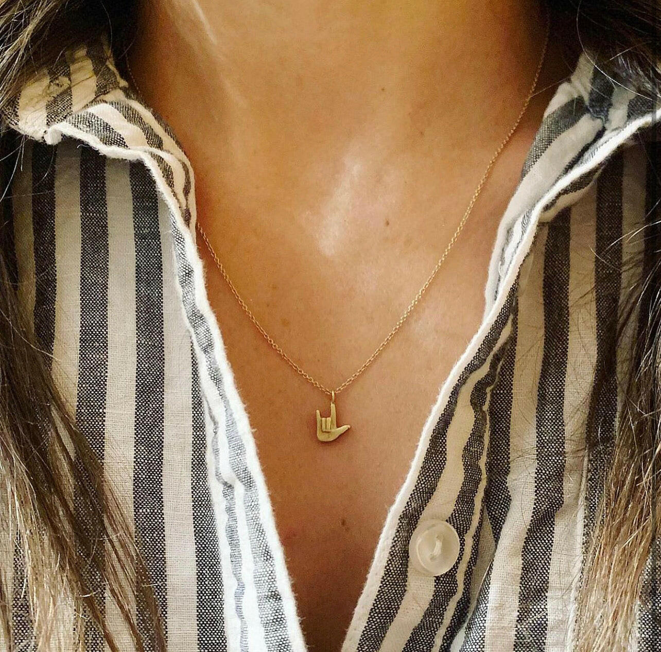 ASL I Love You Necklace - Box Turtle