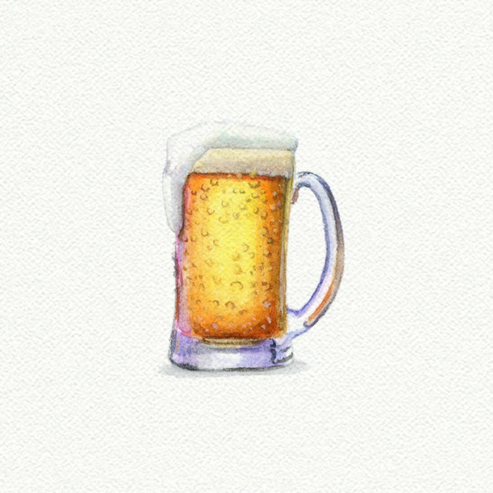Beer Mug Miniature Watercolor Print - Box Turtle