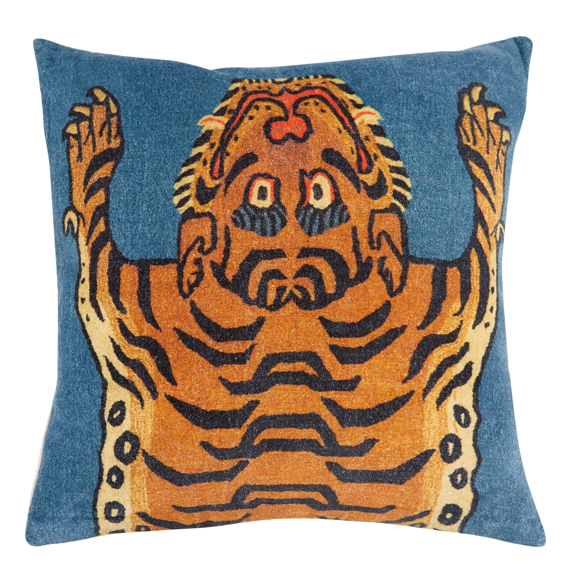 Blue Tibetan Tiger Cushion - Box Turtle