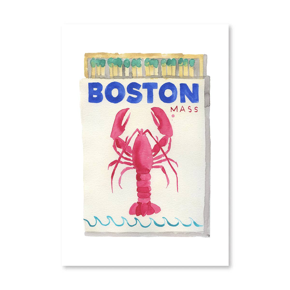 Boston Matchbook Watercolor Print - Box Turtle
