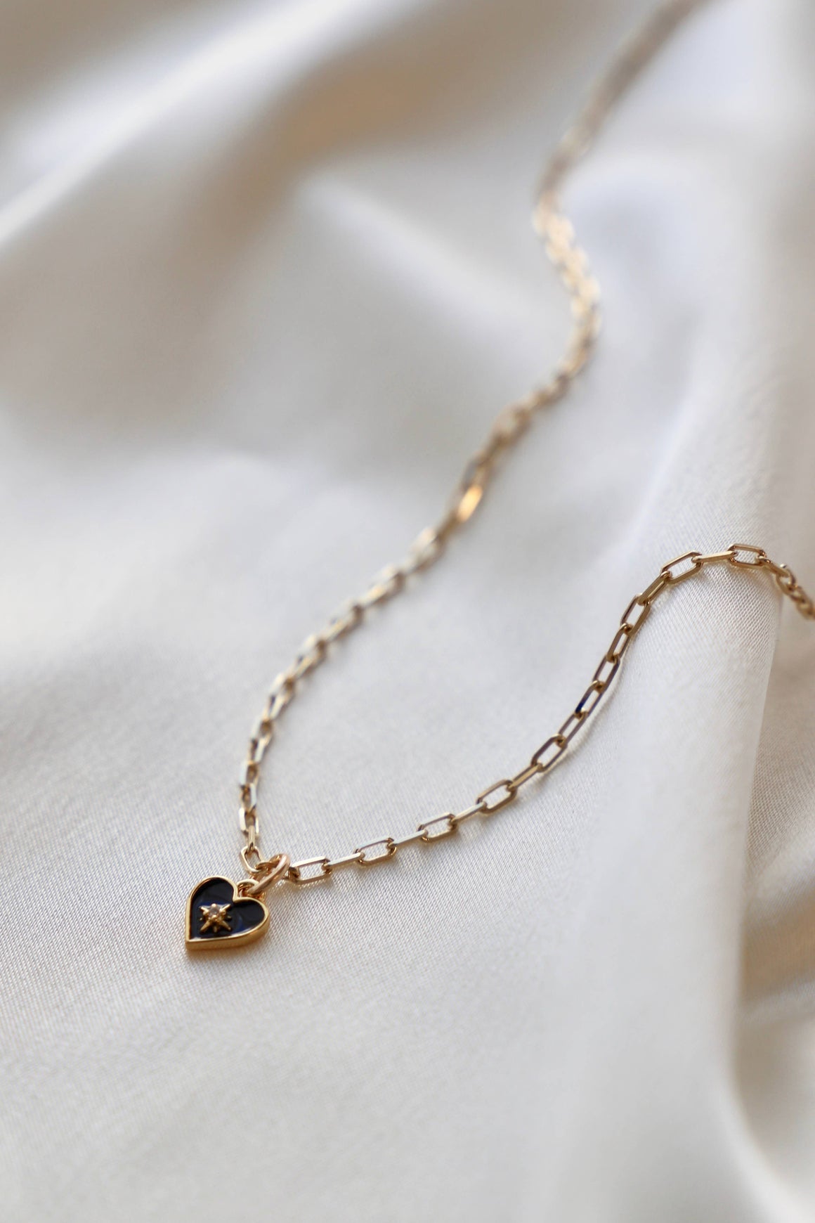 Black Enamel Heart Necklace