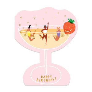 Champagne Shaped Birthday Card
