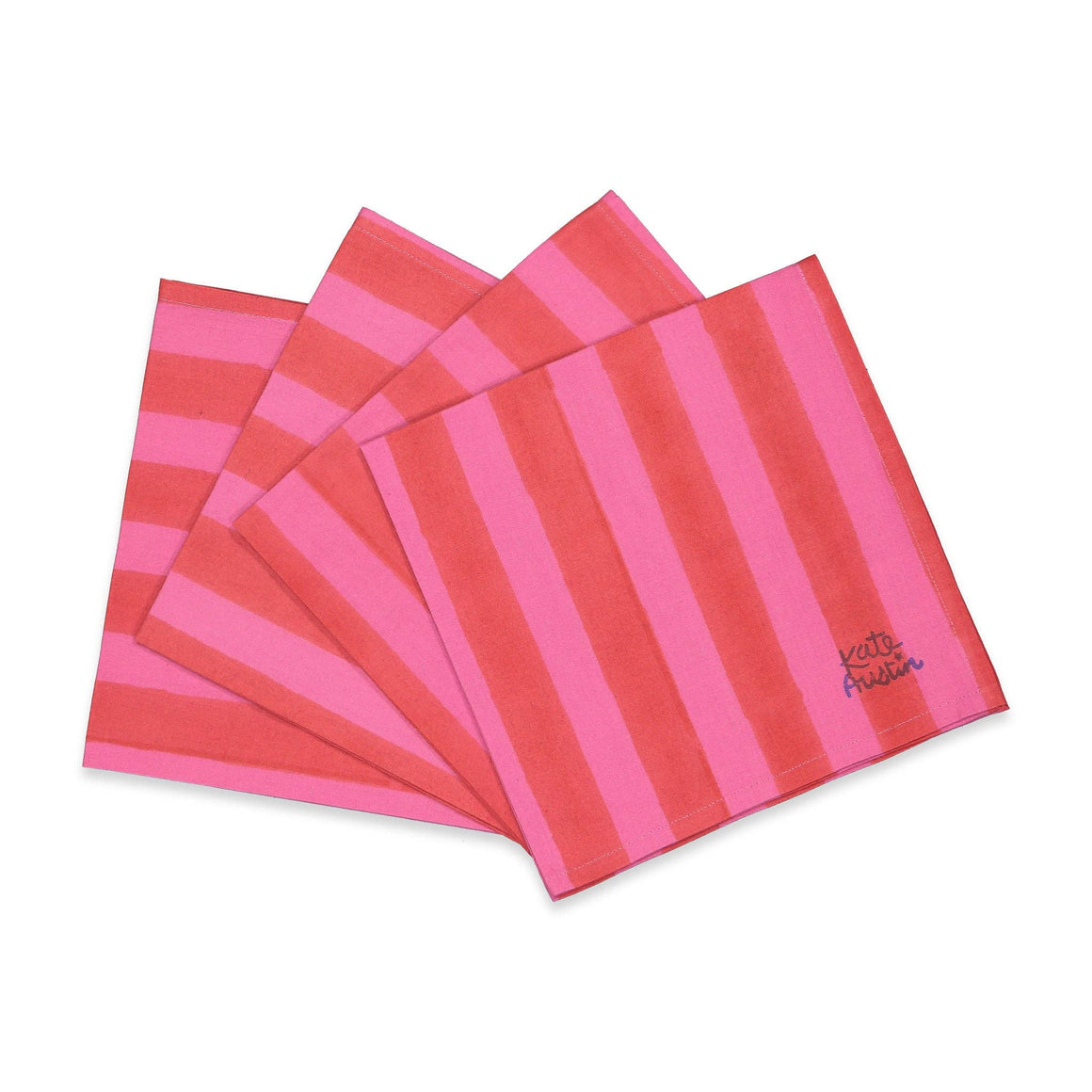 Cloth Napkin in Pink Red Cabana Stripe
