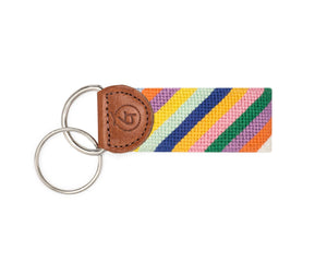 Multi Colored Stripes Needlepoint Keychain
