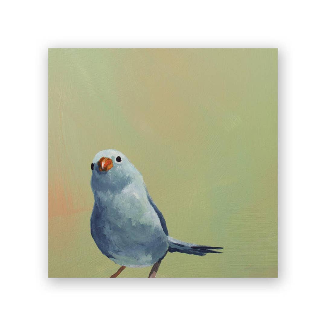 Blue Bird on Green Wood Wall Art
