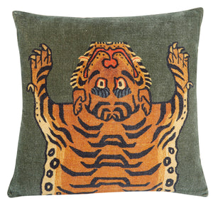 Green Tibetan Tiger Cushion