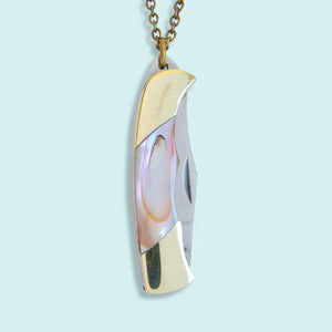 Shell Handled Knife Necklace: Abalone