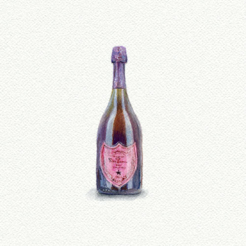 Dom Perignon Champagne Miniature Watercolor Print