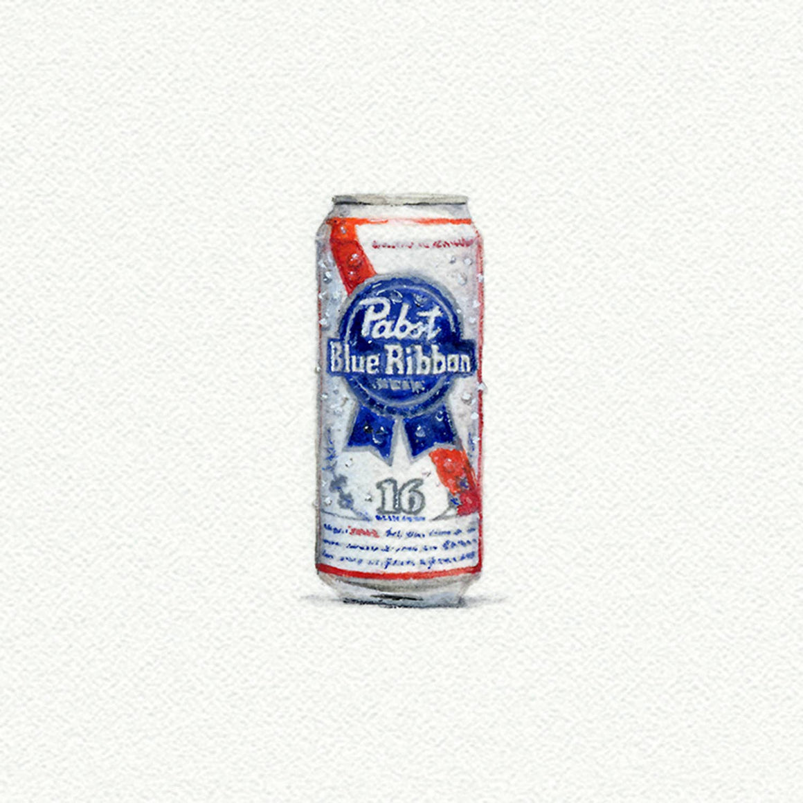 Pabst Blue Ribbon Beer Can Miniature Watercolor Painting