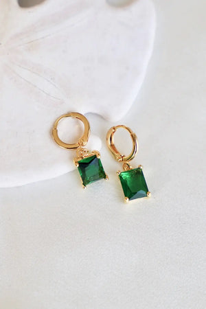 Rectangle Emerald Huggie