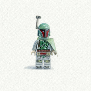 Lego Boba Fett Miniature Watercolor Print