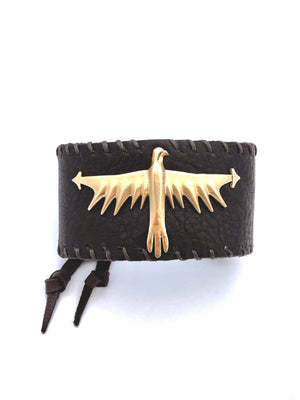 thunderbird on leather bracelet