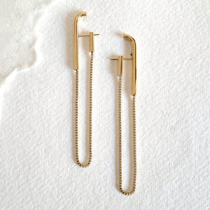 18k gold plated chain hoop drop Earrings modern high quality