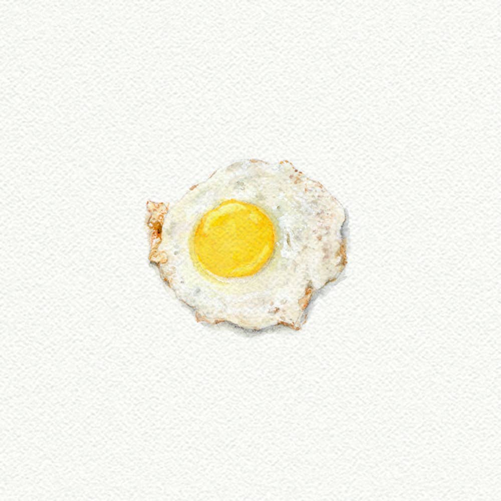 Fried Egg Miniature Watercolor Print - Box Turtle