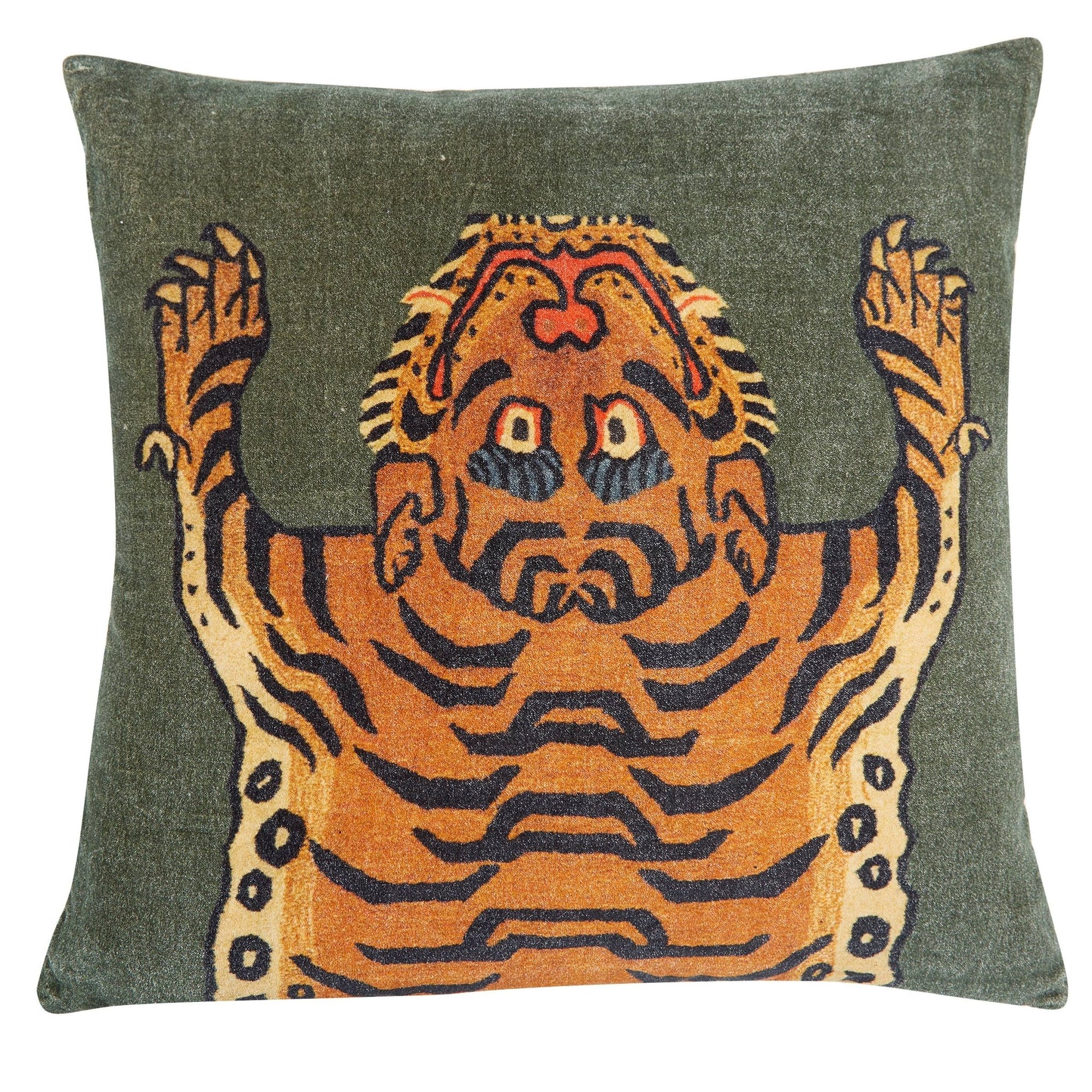 Green Tibetan Tiger Cushion - Box Turtle