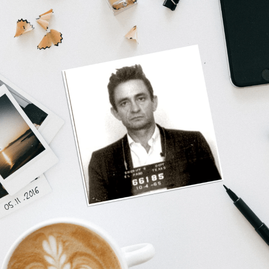 Johnny Cash Mugshot Coaster - Box Turtle