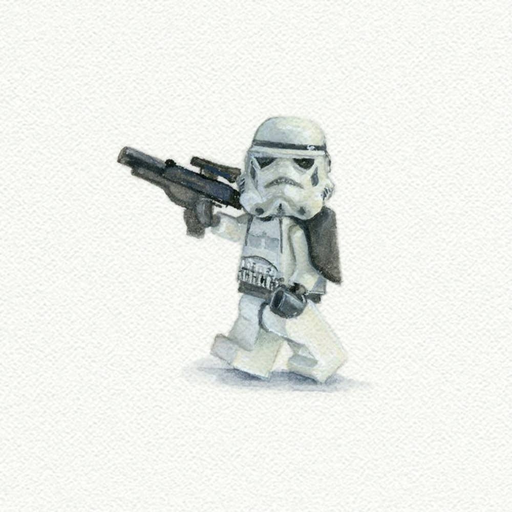Lego Storm Trooper Miniature Watercolor Print - Box Turtle