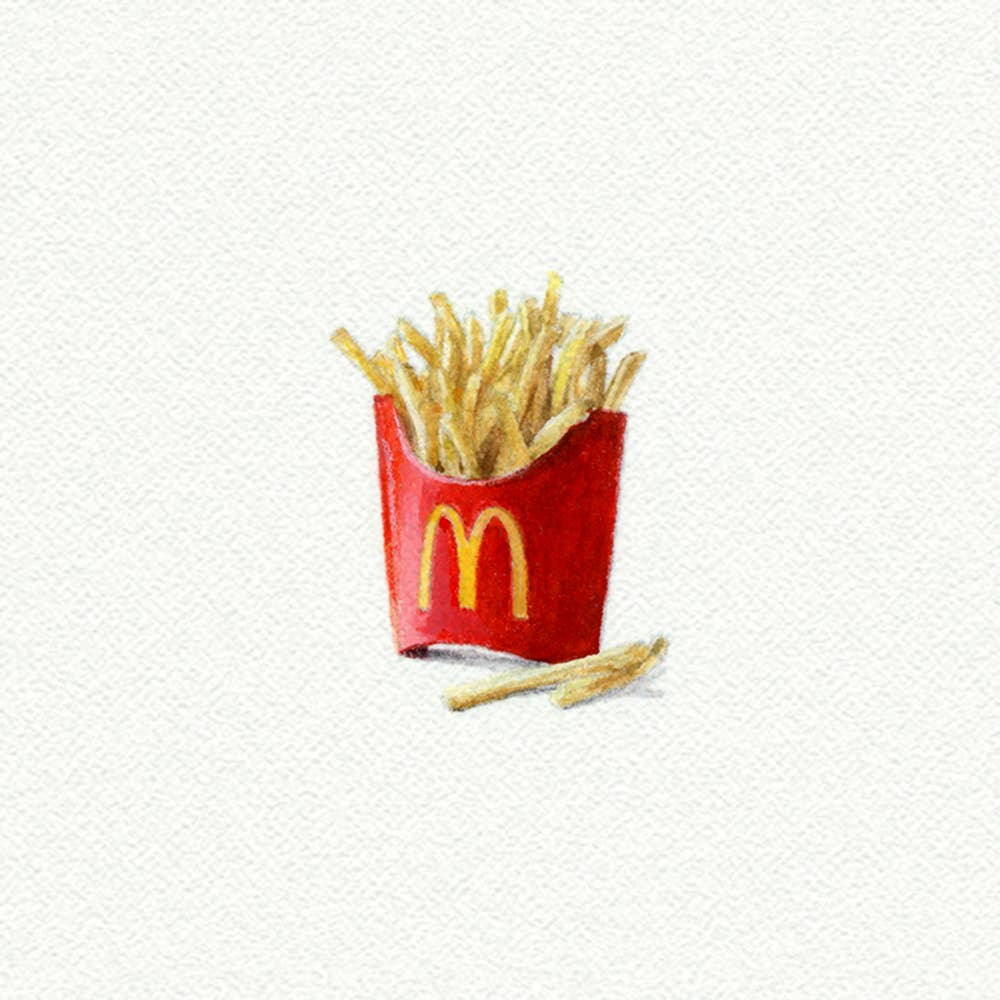McDonald's Fries Miniature Watercolor Print - Box Turtle