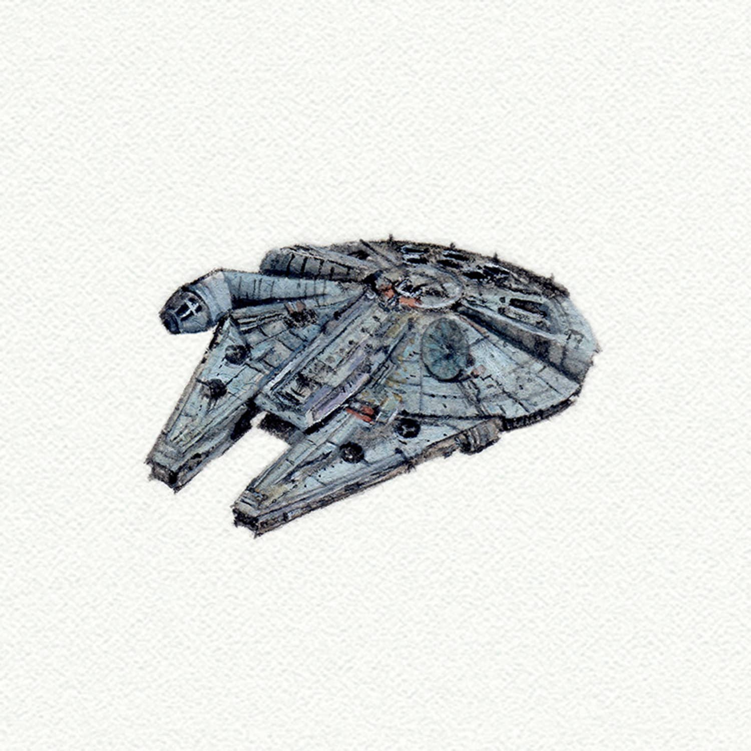Millennium Falcon Miniature Watercolor Print - Box Turtle
