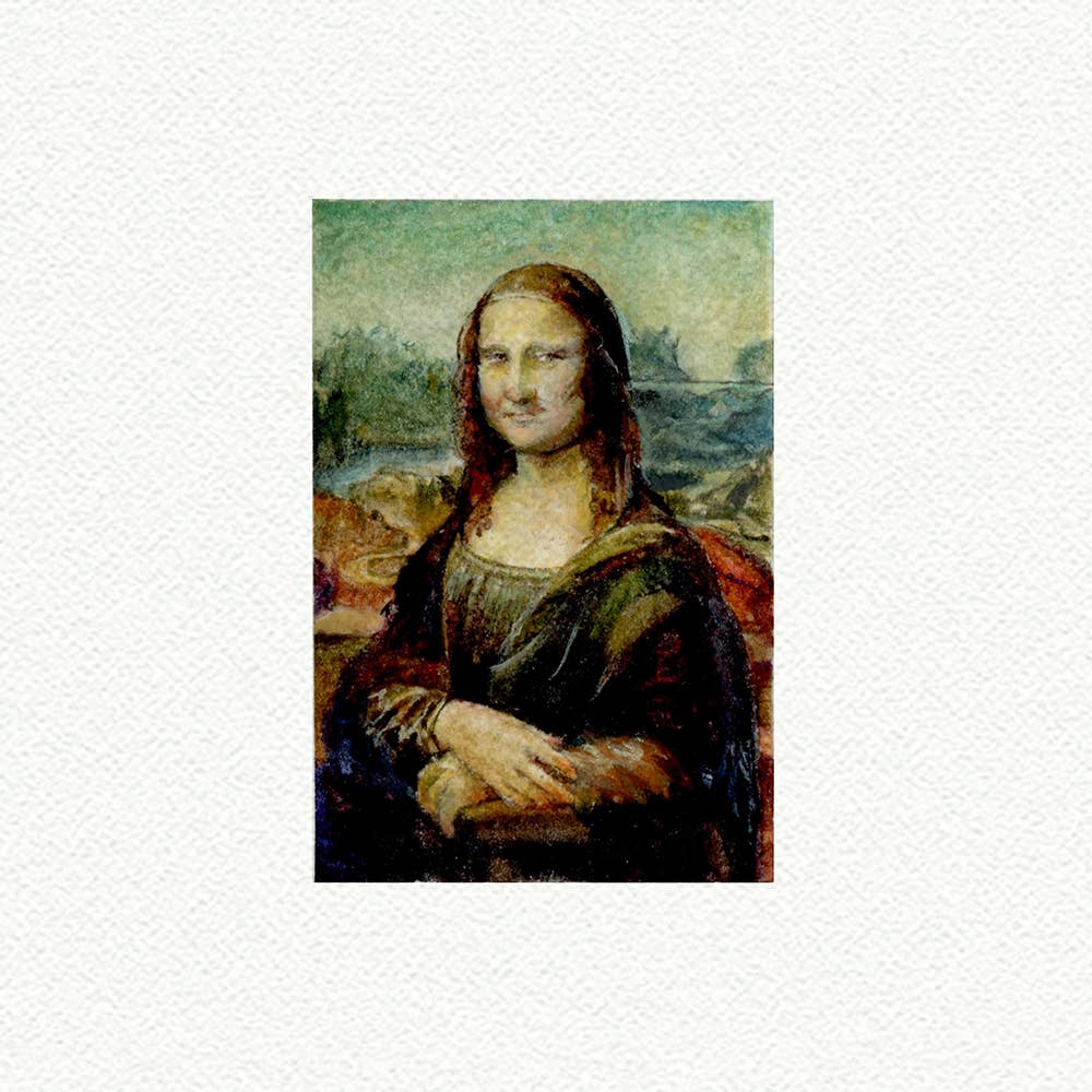 Mona Lisa Miniature Watercolor Print - Box Turtle