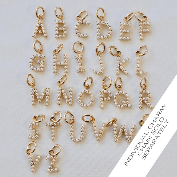 Pearl Initial Charm - Box Turtle