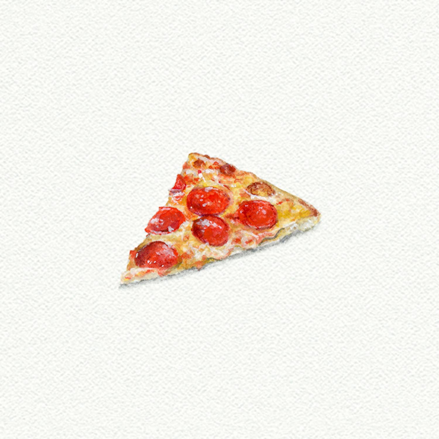 Pizza Slice Miniature Watercolor Print - Box Turtle