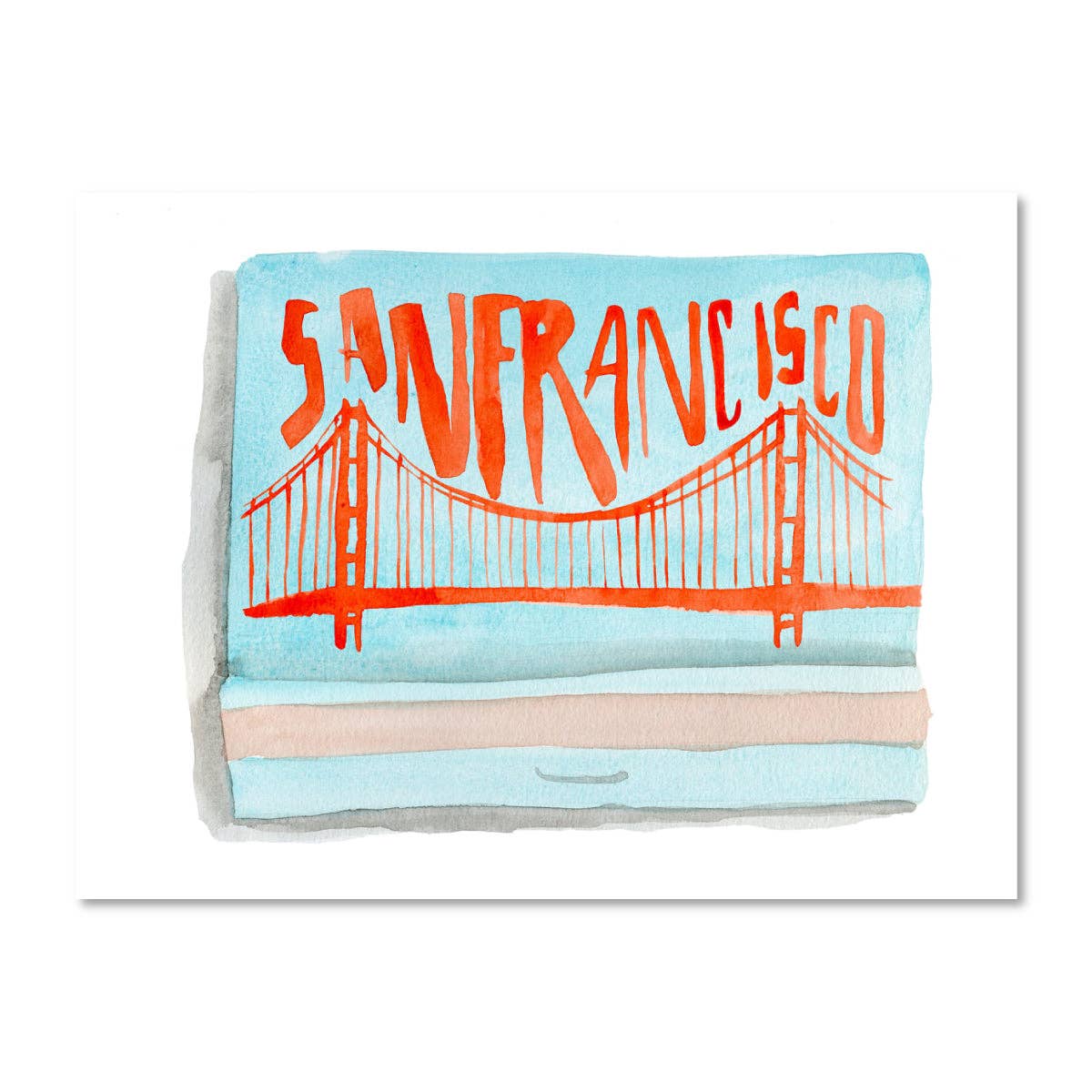 San Francisco Matchbook Watercolor Print - Box Turtle