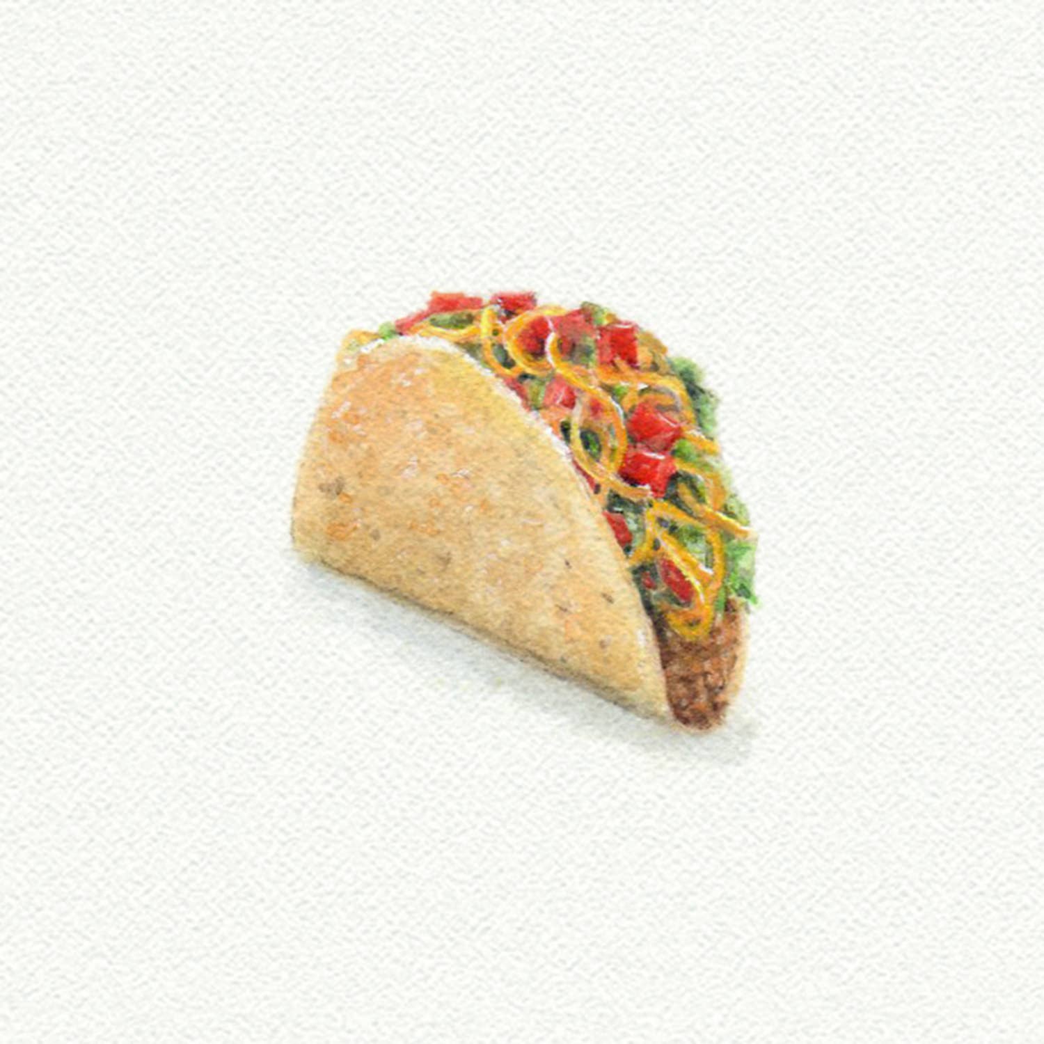 Taco Miniature Watercolor Painting - Box Turtle