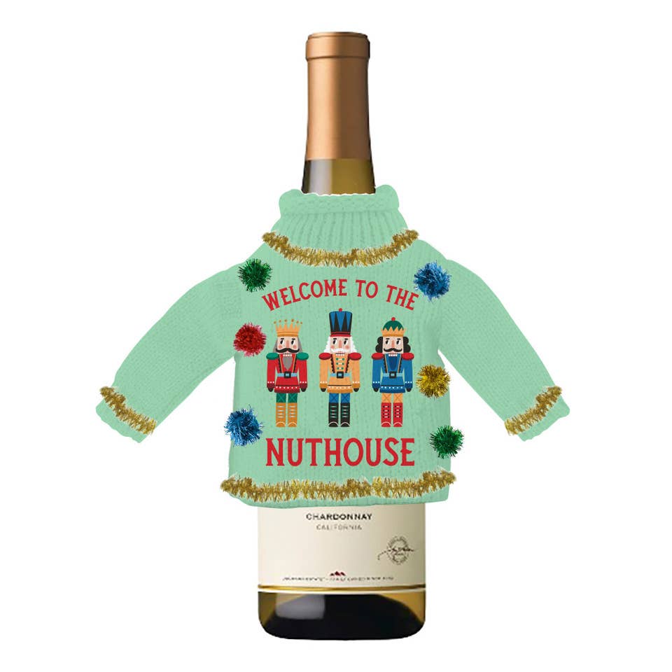 Welcome To The Nuthouse Wine Bottle Sweater - Box Turtle