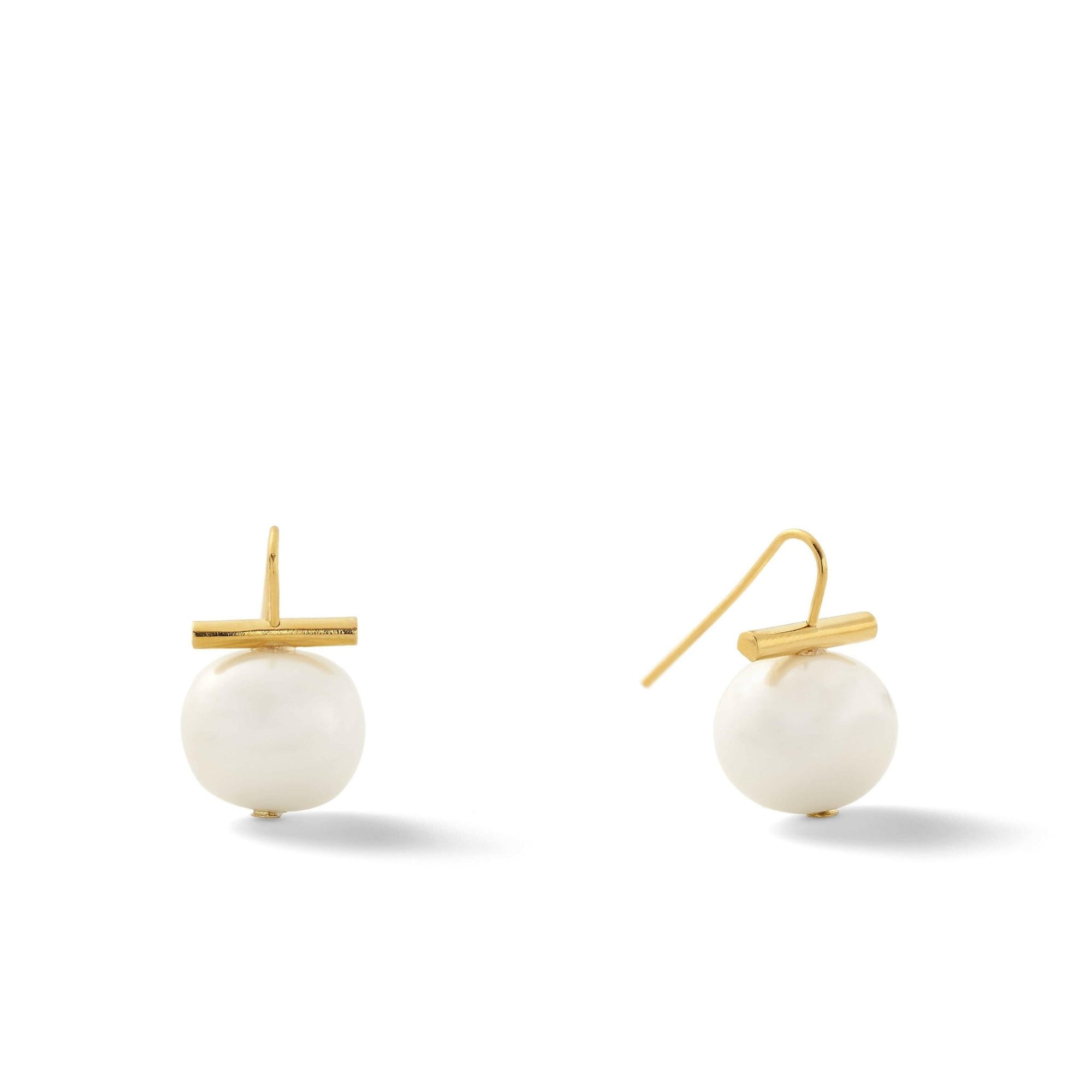 White & Gold Classic Medium Pebble Pearls - Box Turtle